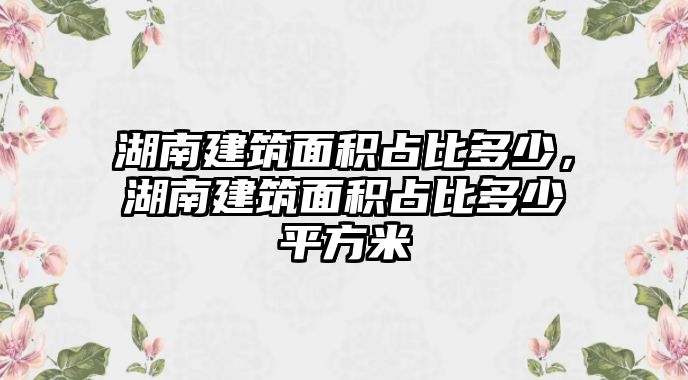 湖南建筑面積占比多少，湖南建筑面積占比多少平方米