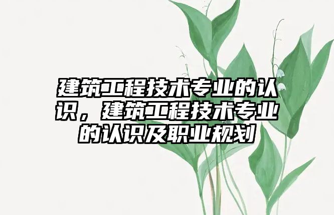 建筑工程技術專業(yè)的認識，建筑工程技術專業(yè)的認識及職業(yè)規(guī)劃