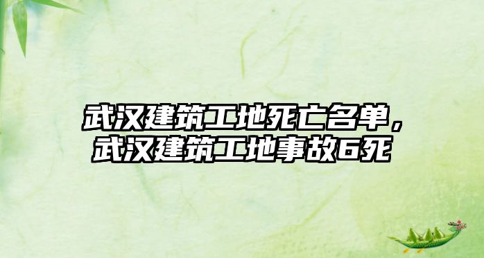 武漢建筑工地死亡名單，武漢建筑工地事故6死