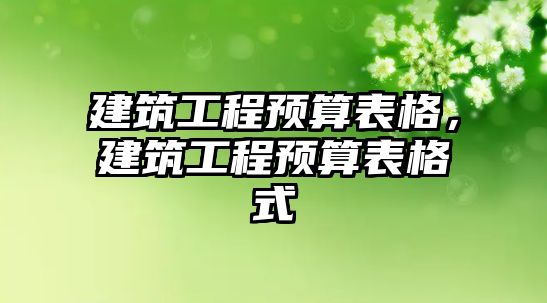 建筑工程預(yù)算表格，建筑工程預(yù)算表格式