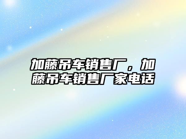 加藤吊車銷售廠，加藤吊車銷售廠家電話