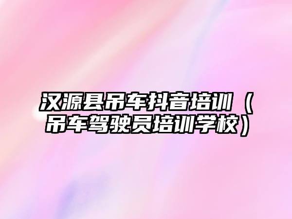 漢源縣吊車抖音培訓(xùn)（吊車駕駛員培訓(xùn)學(xué)校）