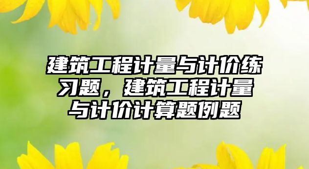 建筑工程計量與計價練習(xí)題，建筑工程計量與計價計算題例題