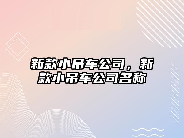 新款小吊車公司，新款小吊車公司名稱