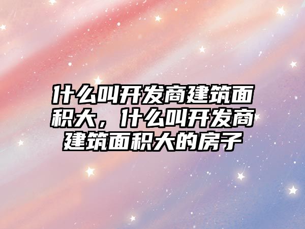 什么叫開發(fā)商建筑面積大，什么叫開發(fā)商建筑面積大的房子