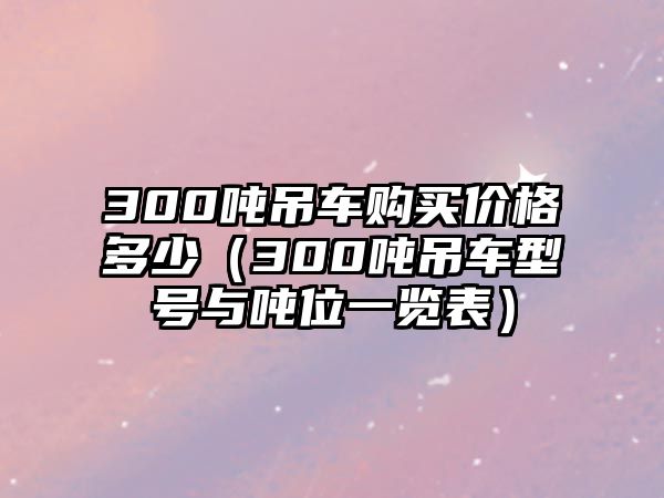 300噸吊車購(gòu)買價(jià)格多少（300噸吊車型號(hào)與噸位一覽表）