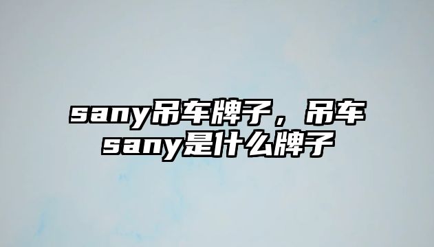 sany吊車牌子，吊車sany是什么牌子