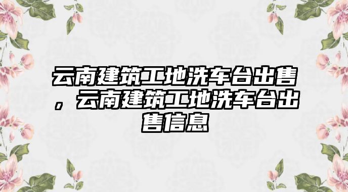 云南建筑工地洗車臺出售，云南建筑工地洗車臺出售信息