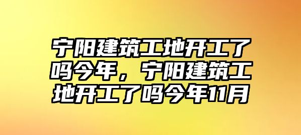 寧陽建筑工地開工了嗎今年，寧陽建筑工地開工了嗎今年11月