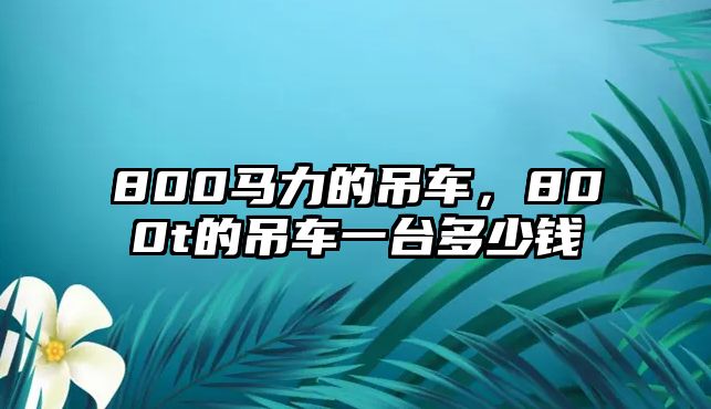 800馬力的吊車，800t的吊車一臺(tái)多少錢