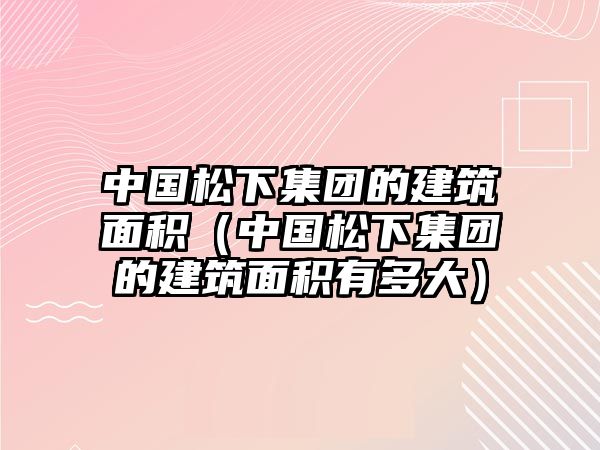 中國松下集團的建筑面積（中國松下集團的建筑面積有多大）