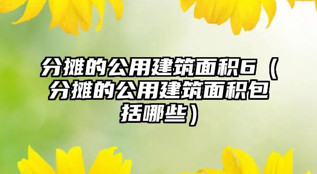 分攤的公用建筑面積6（分攤的公用建筑面積包括哪些）