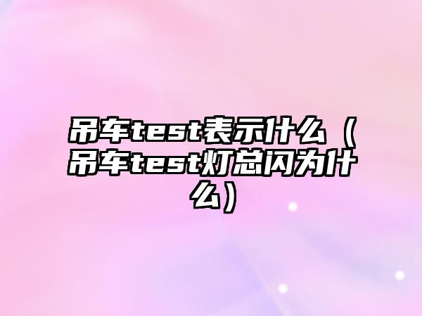 吊車test表示什么（吊車test燈總閃為什么）