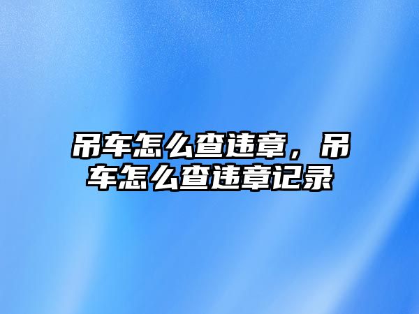 吊車怎么查違章，吊車怎么查違章記錄