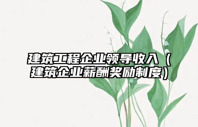 建筑工程企業(yè)領(lǐng)導(dǎo)收入（建筑企業(yè)薪酬獎(jiǎng)勵(lì)制度）