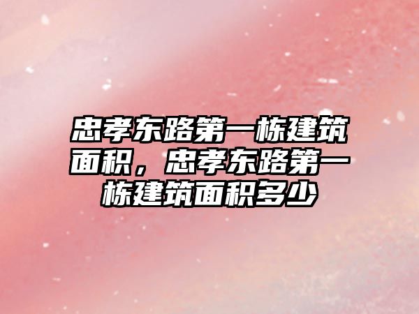 忠孝東路第一棟建筑面積，忠孝東路第一棟建筑面積多少