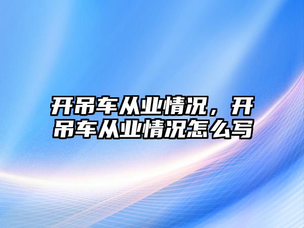 開吊車從業(yè)情況，開吊車從業(yè)情況怎么寫