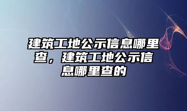 建筑工地公示信息哪里查，建筑工地公示信息哪里查的