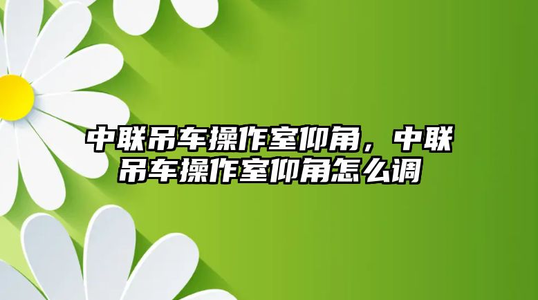 中聯(lián)吊車(chē)操作室仰角，中聯(lián)吊車(chē)操作室仰角怎么調(diào)