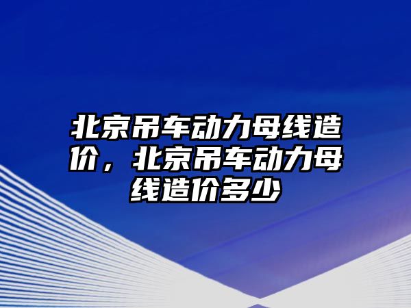 北京吊車動力母線造價，北京吊車動力母線造價多少