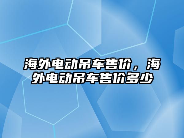 海外電動吊車售價，海外電動吊車售價多少